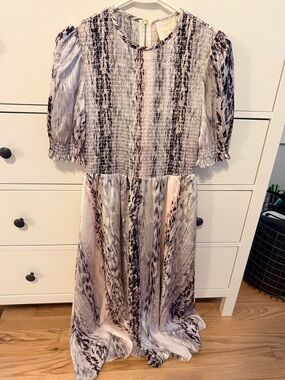 Ted Baker London Midi Dress in White, Black and Blush